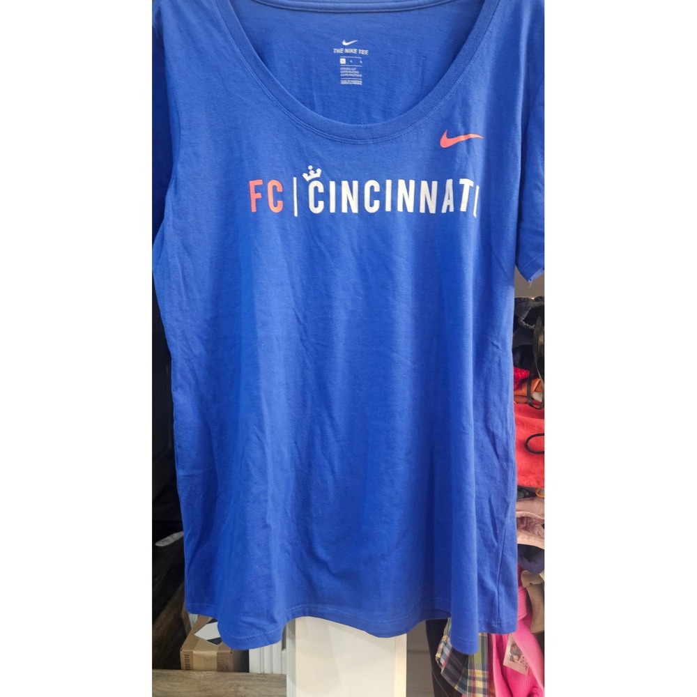 Nike FC Cincinnati Womens Royal Blue Scoop Neck Athletic Cut T-Shirt Large